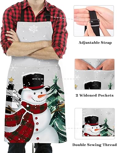 Miniatura 3 de Delantal de muñeco de nieve de Navidad para mujer con bolsillos, delantal de cocina de lona impermeable para pintarestilistatécnico de uñasartes y