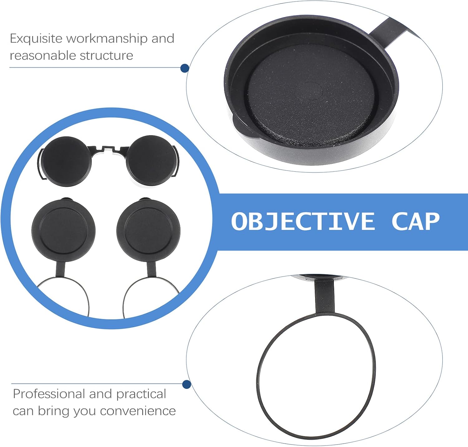 3Pcs Rubber Objective Lens Cover Eyepiece Flip- Open Scope Cover for Binoculars Telescope Accessories (Black)