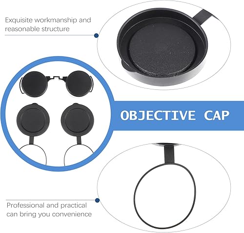 Miniatura 3 de 3 piezas de goma objetivo cubierta ocular Flip- Cubierta de alcance abierto para binoculares telescopio accesorios (negro)