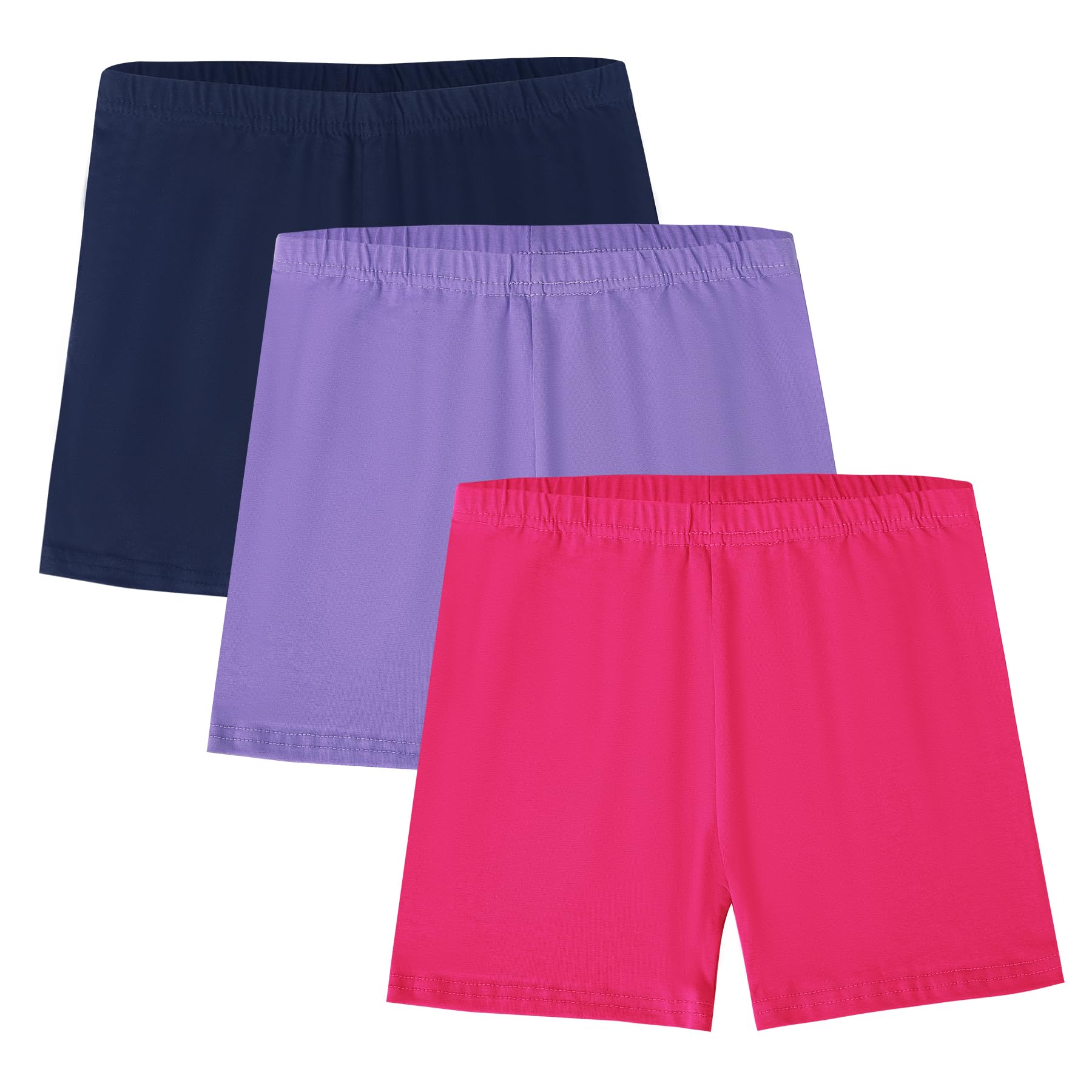 Pantaloni da ciclismo da bambina, in cotone, confezione da 3 pezzi, colore nero, estivi, per la scuola, lo sport, la danza, i pantaloni corti, traspiranti, comodi, per 7-12 anni
