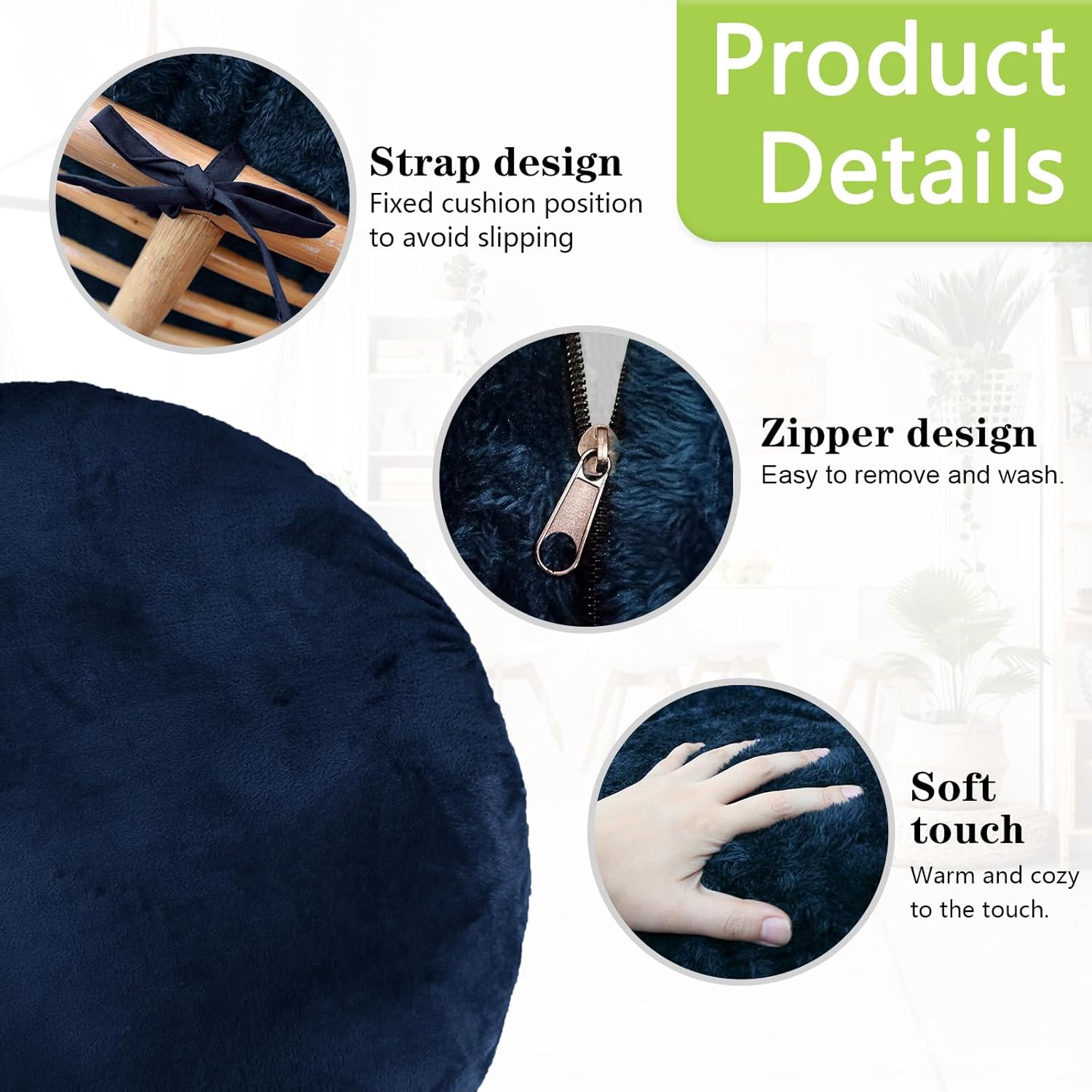 Shaggy Cover for Papasan Cushion, Shaggy Papasan Chair Cushion Cover, Fluffy Plush Faux Fur Zippered Slipcover Only, Removable Papasan Cushion Covers (G, 55 * 55in)