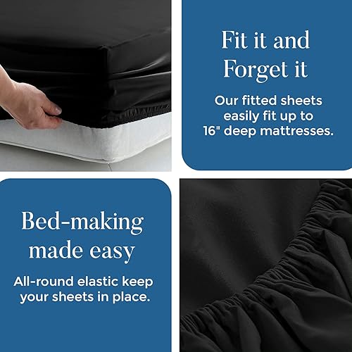 Miniatura 4 de DAN RIVER Juego de sábanas de jersey individual XL, sábanas de lujo 100% algodón jaspeado, sábanas de camiseta, ropa de cama para todas las