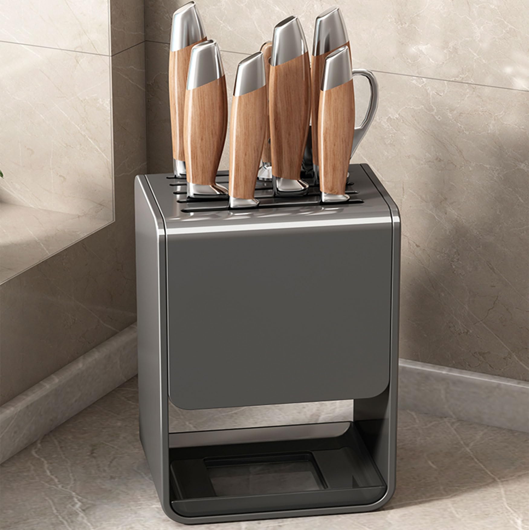 ZQFHSX Cooking Utensil Organizer， Drainage Kitchen Storage Rack,Sink Caddy Organizer for Spoon,Cooking Tool,Silverware,Grey(Grey)