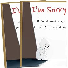 2-Pack im Sorry Card apology card Sad Cartoon Character Apology Cards Blank Inside Includes 2 Envelopes & Stickers
