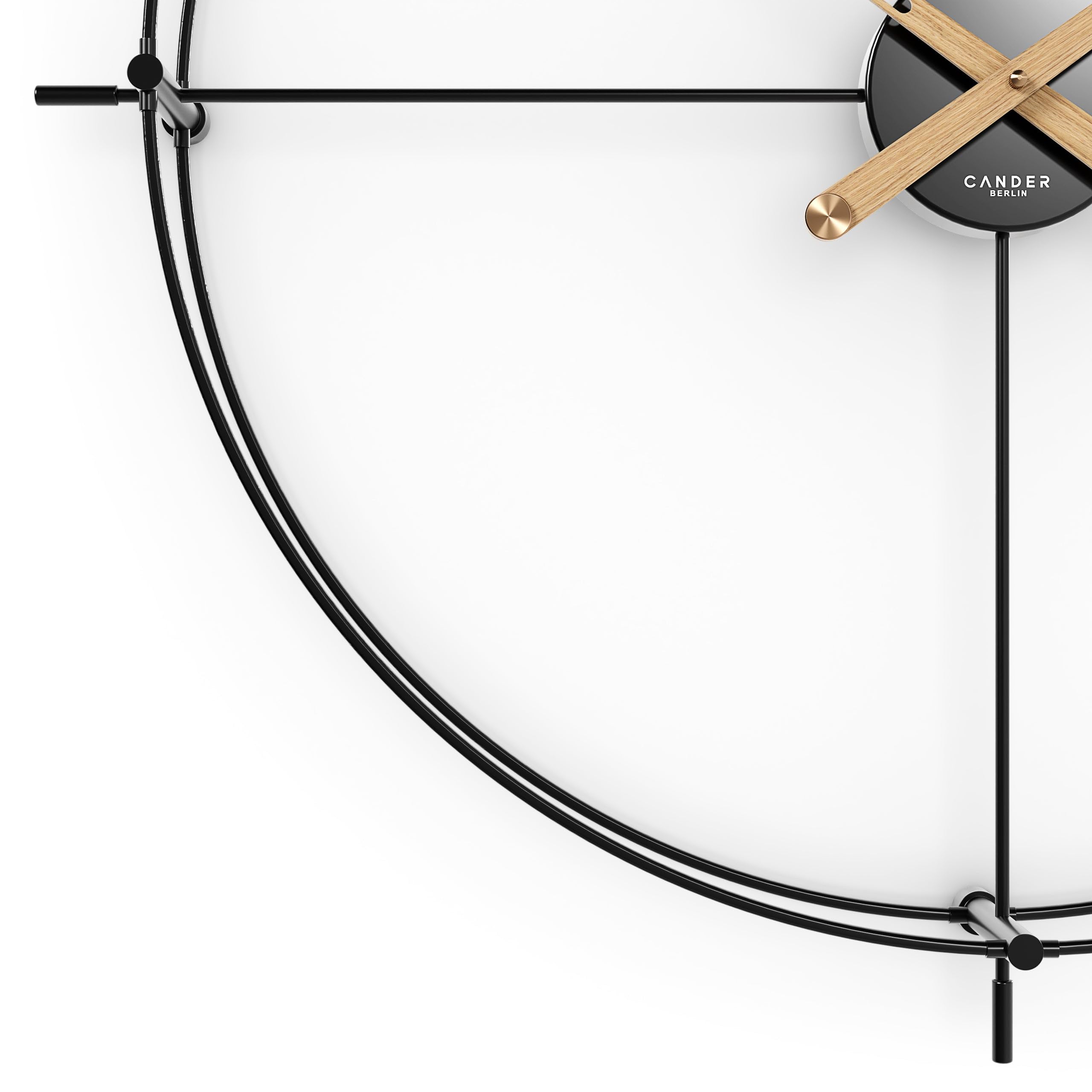 Cander Berlin Aurelian XXL Vintage-Wanduhr lautlos 60 cm Holzzeiger ohne Tickgeräusche groß modern schwarz Wohnzimmer Küche Metall Glasfaser