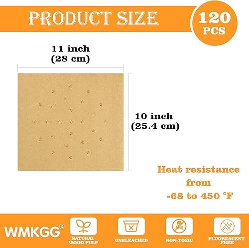 Miniatura 2 de WMKGG 120 PIEZAS de revestimientos desechables para freidora de aire para la puerta francesa 360 de Emeril Lagasse, hojas de papel pergamino
