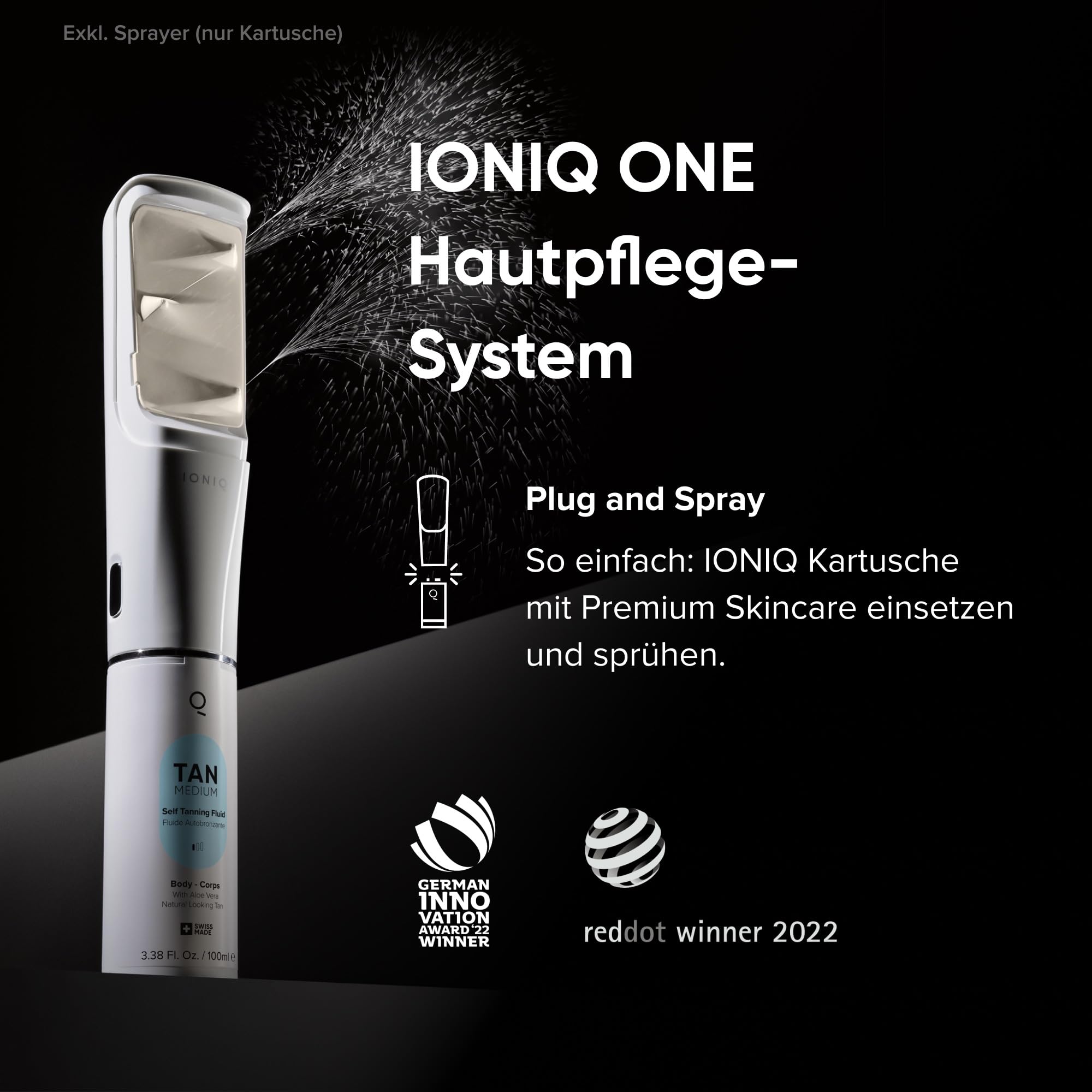 IONIQ TAN Dark Selbstbräuner | Natürlich aussehende Bräune in 3 Minuten für bis zu 14 Tage | Kartusche für den IONIQ ONE Sprayer | Streifenfrei & langanhaltend | Vegan & ohne Zusatzstoffe