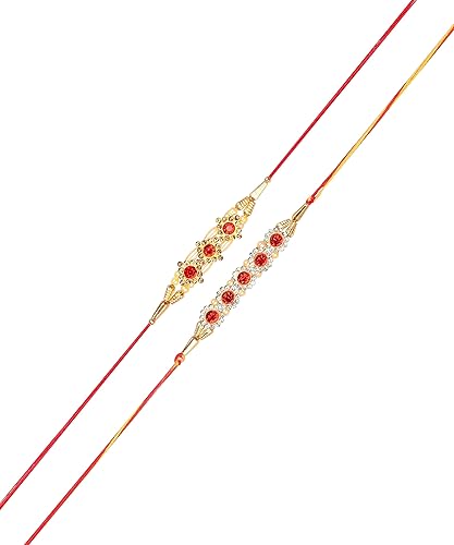 Pack of 2 Pearls Fancy Rakhi Metal For Brother Bhai Bro Raksha Bandhan Rakhi Bracelet Thread Rakshabandhan