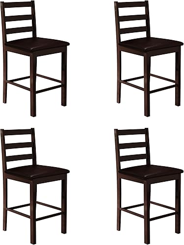 Miniatura 8 de Juego de 4 taburetes de bar de altura de mostrador de 24 pulgadas, sillas de isla de madera maciza para cocina, taburetes para encimera de cocina,