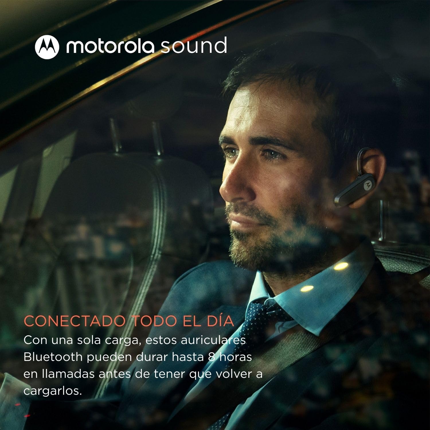 Motorola Sound - Auricular Bluetooth HK126, Auriculares Inalámbricos Mono Bluetooth Intrauditivos con 8 Horas de Tiempo de Conversación, Compatible con Asistente de Voz, Conexión a 2 Dispositivos