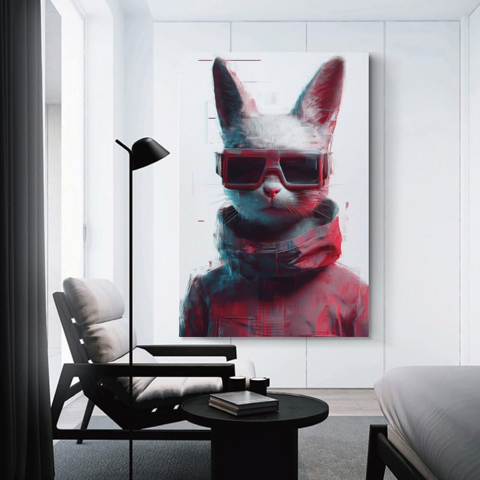 Junmoney Cyberpunk Cat Wall Art Print, 24x36inch(60x90cm), for Study, Office Or Focused Interiors, Home Office Artwork with Decorative Appeal