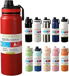 Garrafa Térmica Inox 800 ml Parede Dupla – Mantém Bebida Gelada 24h ou Quente 8h, Tampa Antivazamento, Squeeze para Academia, Trabalho e Viagem (Vermelho)