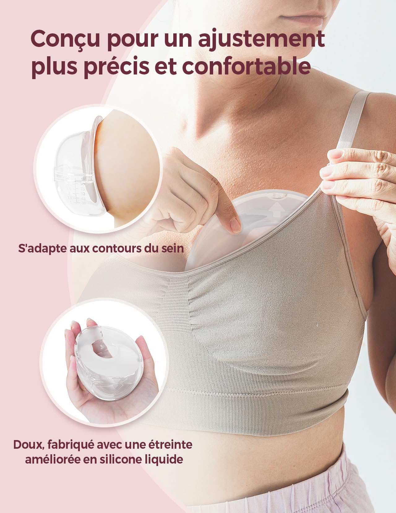 Momcozy BC003 coquillage d’allaitement, coupelles de recueil lait maternel réutilisables en silicone souple, collecteur de lait 90 ml avec meilleure adaptation et douceur, lot de 2