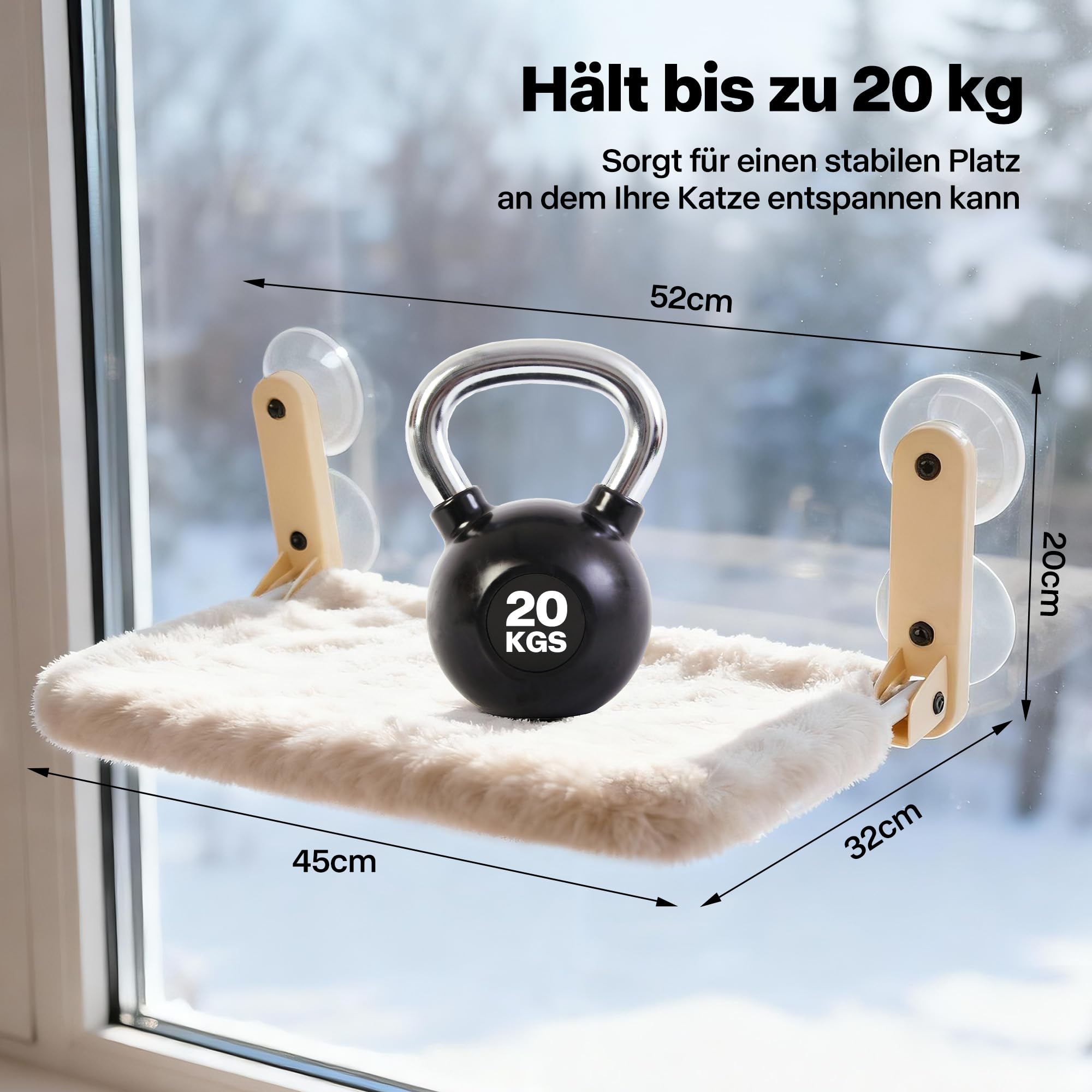 Pet Prime Faltbare Katzenhängematte, Fensterliege für Katzen, Fensterliege mit 2 Bezügen ideal für ganzen Jahr, Katzen Sitzpaltz mit starken Saugnapf, hält bis zu 20kg, für Glatte Oberflächen - Groß