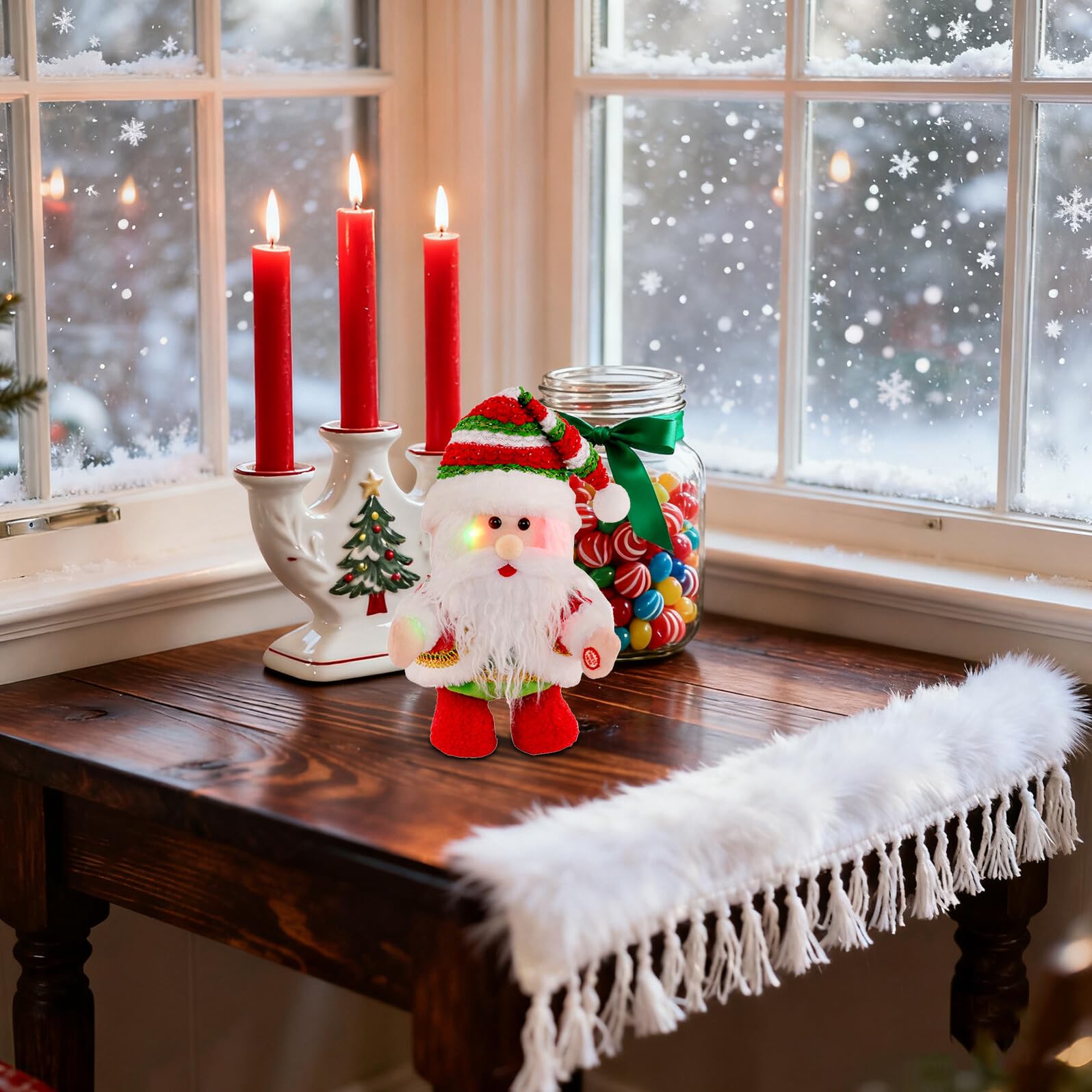 IMIKEYA Babbo Natale Musicale Movimento Giocattolo Natalizio Animato Decorazione di Natale Elettrica Regalo per Feste Invernali