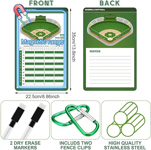 Miniatura 9 de Juego de tablero magnético de béisbol con 100 hojas de alineación de tarjetas, 80 pestañas de alineación, 2 ganchos a presión, 2 marcadores de
