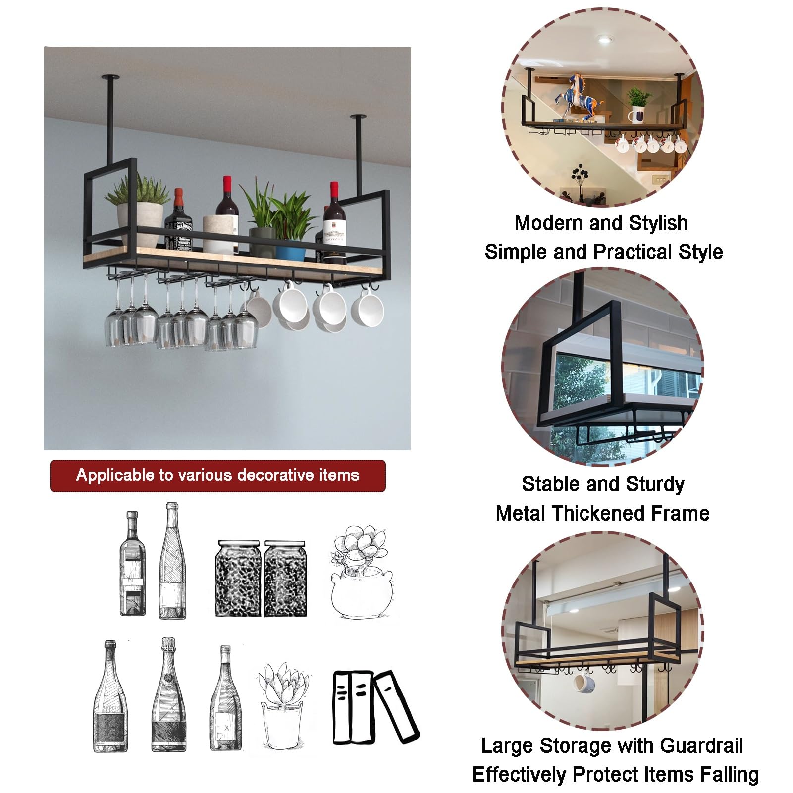 Portabottiglie da parete in metallo stile ge, per bar e ristoranti, scaffali robusti perfetti per l'arredamento della casa e gli appassionati di vino
