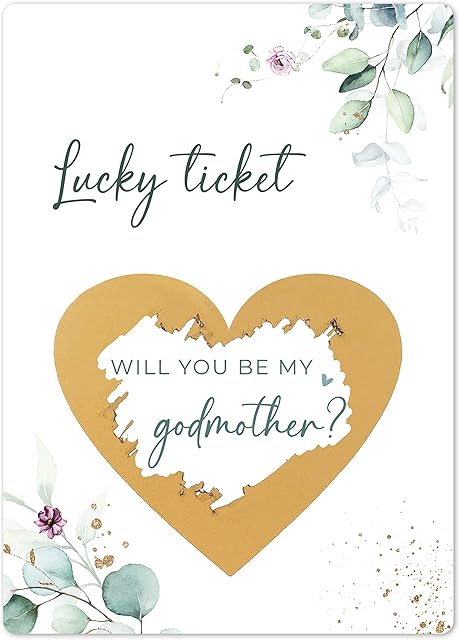 Jolicoon Will you be my godmother scratch card - Godmother proposal scratch card