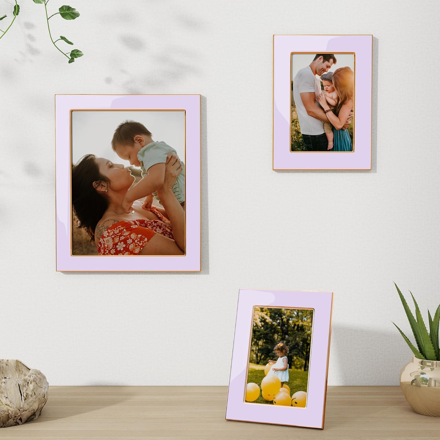 Fun Memories 4x6 Enamel Picture Frame with HD-Tempered Glass, Gold Metal Edge with Easel, Vertical & Horizontal Display, Wall and Tabletop Display Family Photo Gallery (Purple Enamel,1P) - Image 2
