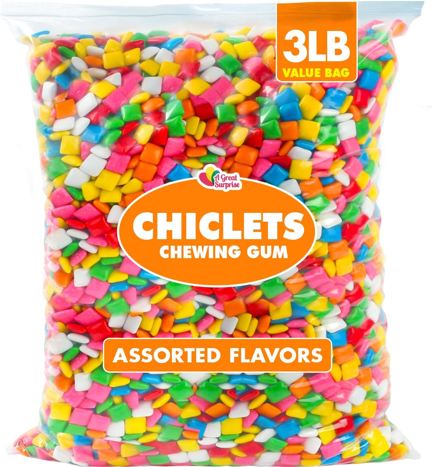 Chiclets Gum - 3 Pounds - Candy for Gumball Machine Refills - Rainbow Gum - Assorted Fruit and Mint Flavor Candies - Bulk Unwrapped Candy