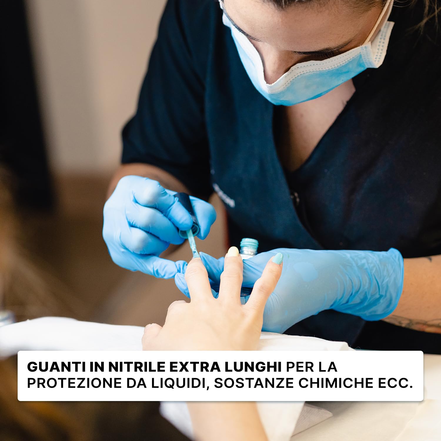 ARNOMED Guanti nitrile monouso blu extra lunghi, Guanti monouso lunghi 30 cm in M, Guanti monouso nitrile extra spessi, 100 pz/scatola, guanti nitrile resistenti usa e getta lunghi S, M, L & XL