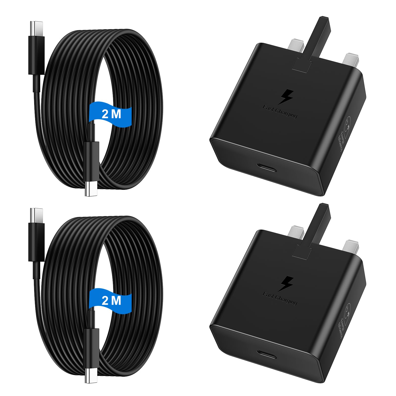 USB C Charger for Samsung Fast Charger USB C Plug & Cable 3M Long 25W Type C Super Fast Phone Charging Android Adaptor UK 2-Pack for Galaxy S26/S25 Ultra/S24/S23/S22/S21/A56/A55/A36/A17/A16/Note 20/10 — view 13