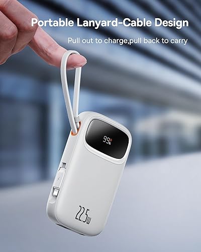 Miniatura 5 de Baseus Cargador portátil, cargador portátil de 22.5 W, 10000 mAh, cargador de teléfono portátil de carga rápida con cable de salida iOS y USB-C