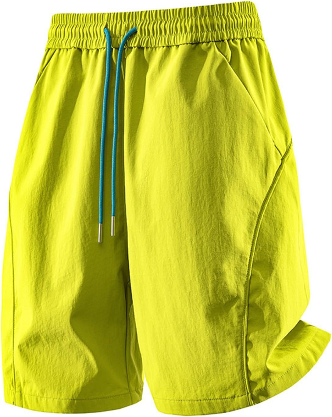 Men's Casual Shorts Drawstring Elastic Waist Shorts Lightweight Summer Short Solid Color Beach Short with Pockets