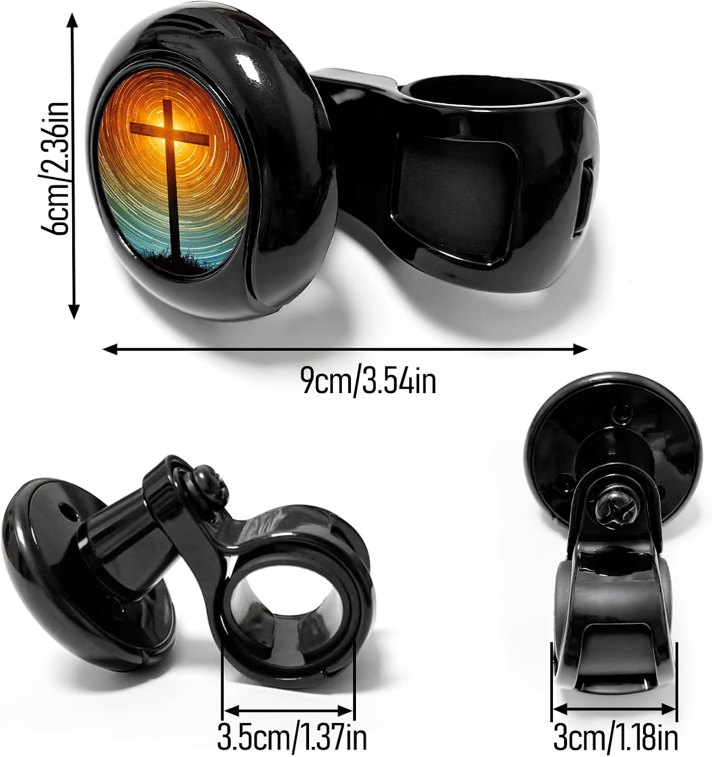 Cross - Steering Wheel Knob Spinner - Universal Non-Slip, Easy to install - Fit for Cars, Trucks, Boats Rv Bus Tractors Golf Carts & More