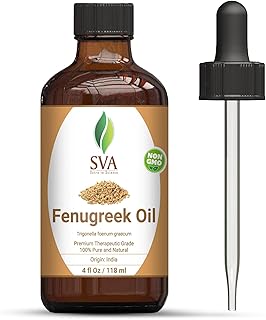 SVA Organics Fenugreek Carrier Oil - 4 Oz-100% Pure, Natural, Unrefined, Cold Pressed & Therapeutic Grade with Premium Glass Dropper for Nourished Skin, Hair Care, Body Massage & Aromatherapy