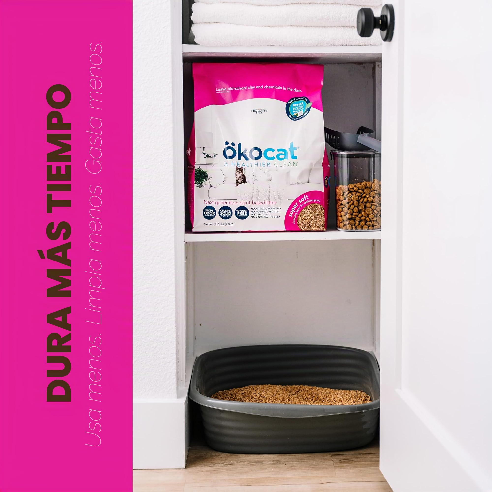 ökocat Arena para Gatos súper Suave de Madera Natural con Control de olores, 14 Libras, Grande