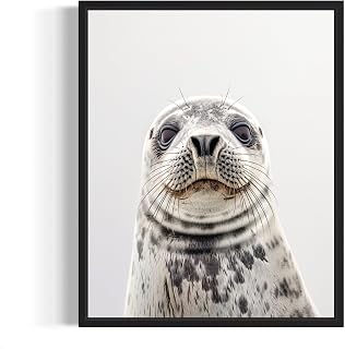 Seal Poster Art Print, Animal Portrait Wall Art Nature Decor, Wildlife Animals Art for Bedroom, Bathroom, Living Room. (Seal, 11x14 inches (Unframed))