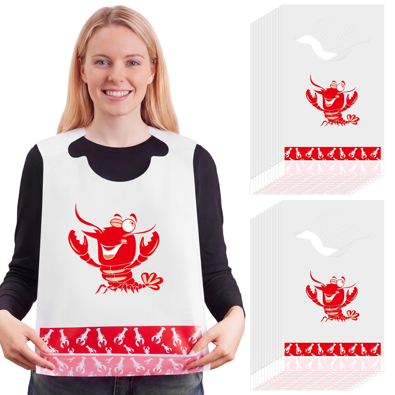 Geyoga 30 Pcs Lobster Crab Bibs Bulk 23 Inch