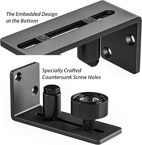 Miniatura 4 de LDB_Building - Guía de piso de diseño de fondo negro para puerta corrediza de granero, sistema de montaje en pared antiarañazos con ruedas de