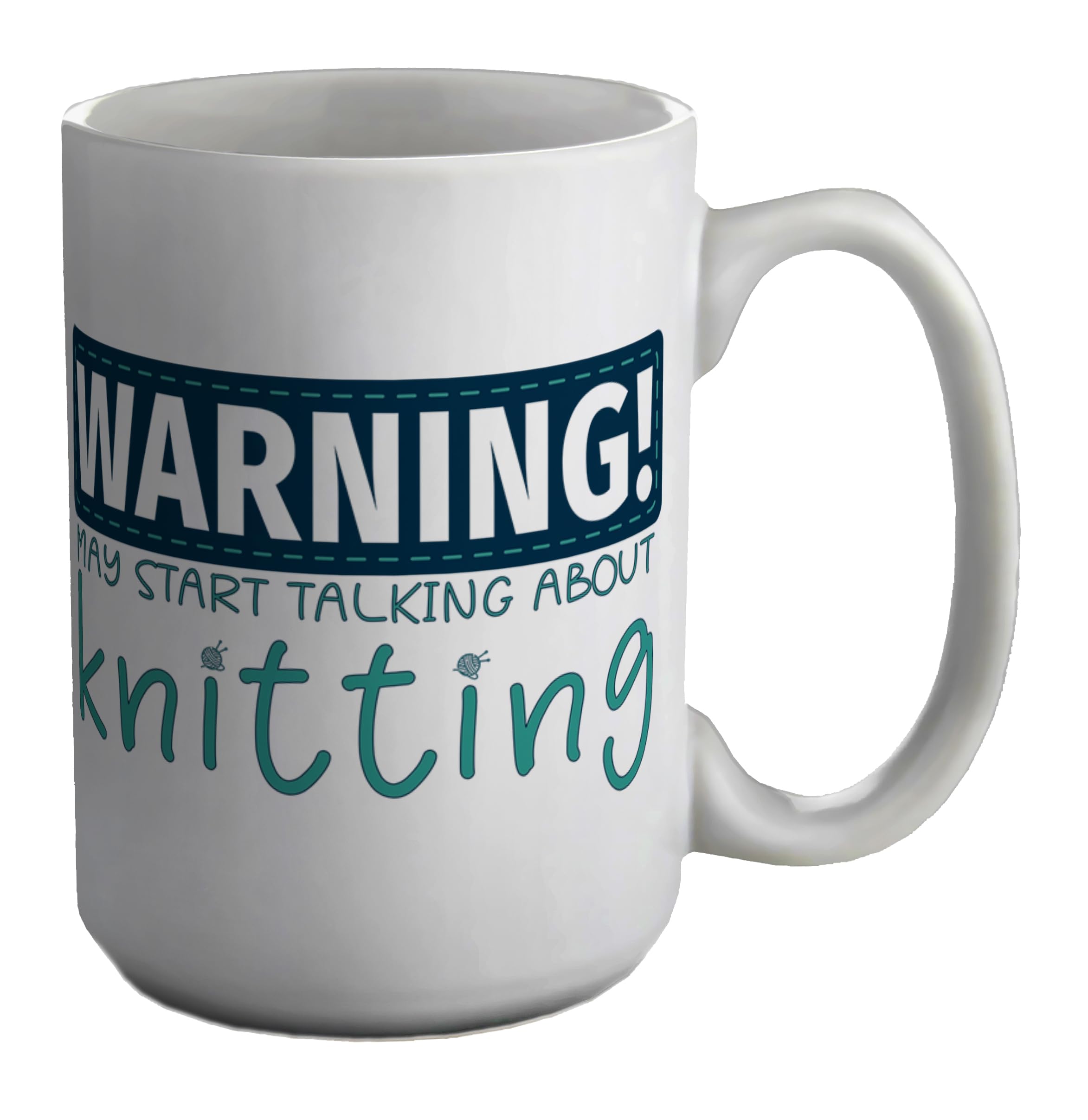 Shopagift Warning Knitting Mug Funny Yarn Knitter White 15oz Large Ceramic Cup