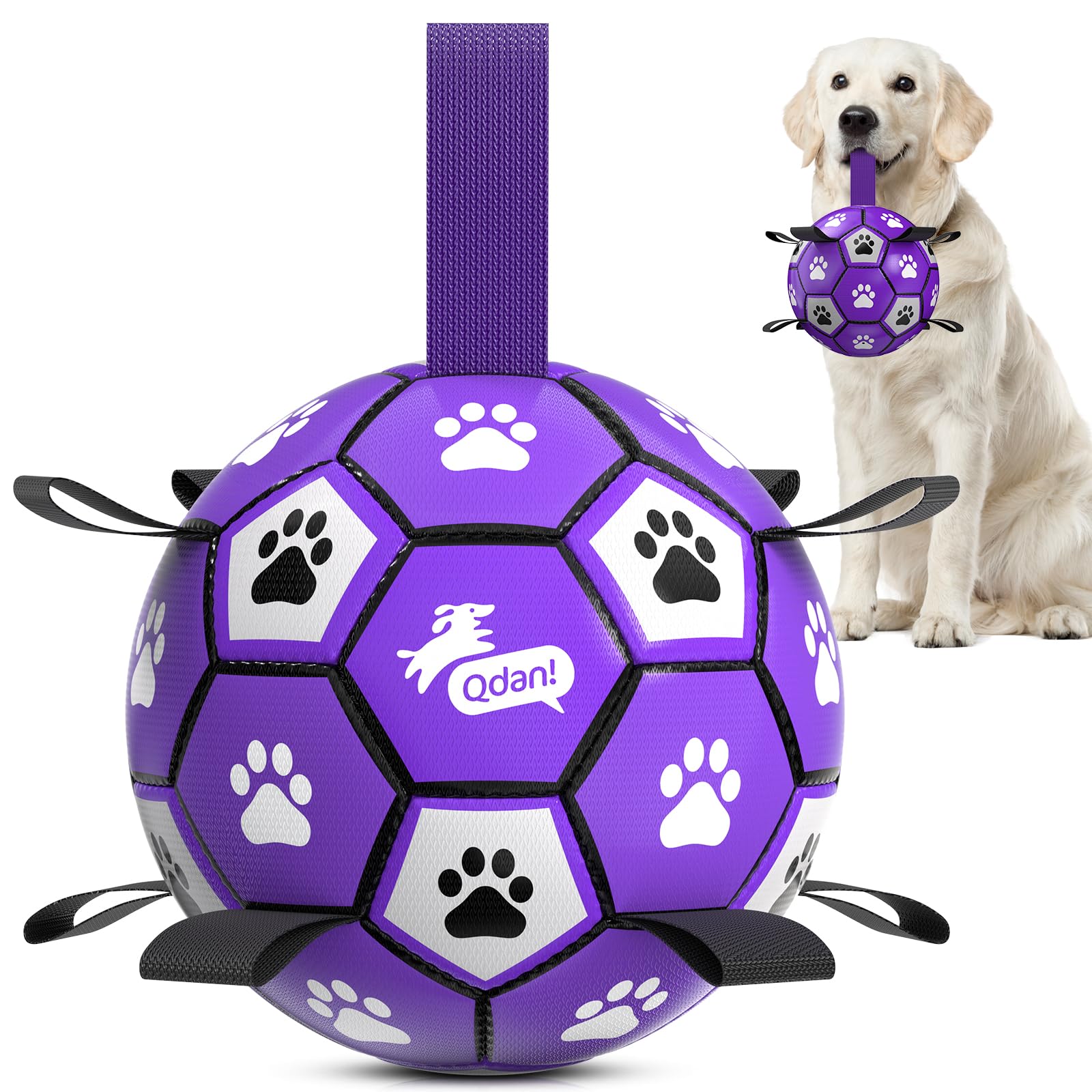 QDAN Soccer Ball for Dogs - Durable Large Dog Balls, Outdoor & Water Toy, Herding Ball, Puppy Birthday Gift (8 Inch) — image 1