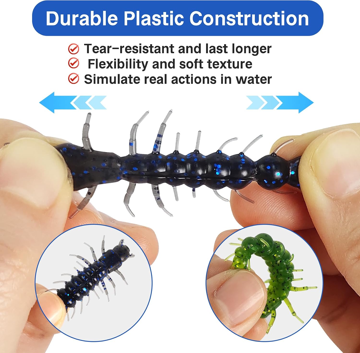 Eupheng 75 Pcs Hellgrammite Fishing Lures 2"&3", Super Realistic Soft Plastic Worms for Ned Jig Drop Shot Rig, Lifelike Bass Baits
