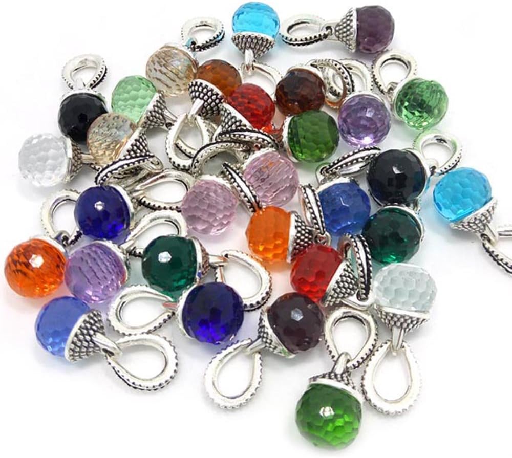 YIQIFLY 20pcs Jewelry Making Charms Rhinestone Pendant Beads Assorted Colors (08)