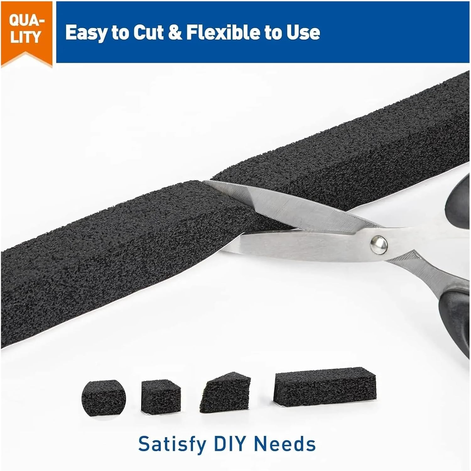 2 Rolls Adhesive Foam Weather Stripping 1 Inch X 0.75 Inch X 6.5ft, Air Conditioner Window Seal Open Cell High Resilience