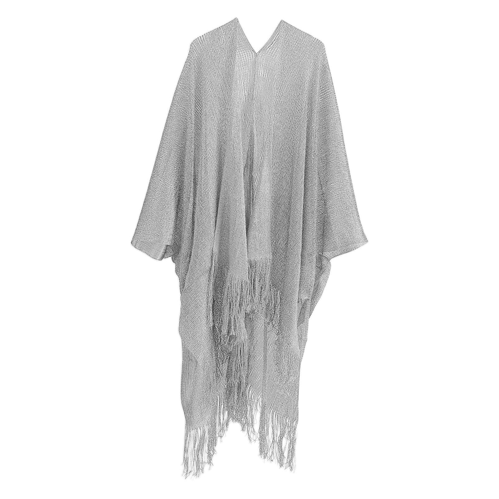 CALANDIS™ Women Cover Ups Kimono Cardigan Lightweight Flowy Swimsuits Wrap Top Silver | Womens Clothing-image-10