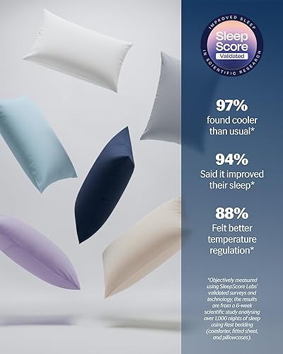 Miniatura 6 de REST Evercool+ Fundas de almohada refrescantes tamaño King, 2 fundas de almohada para piel sensible, tela con infusión de plata para un sueño