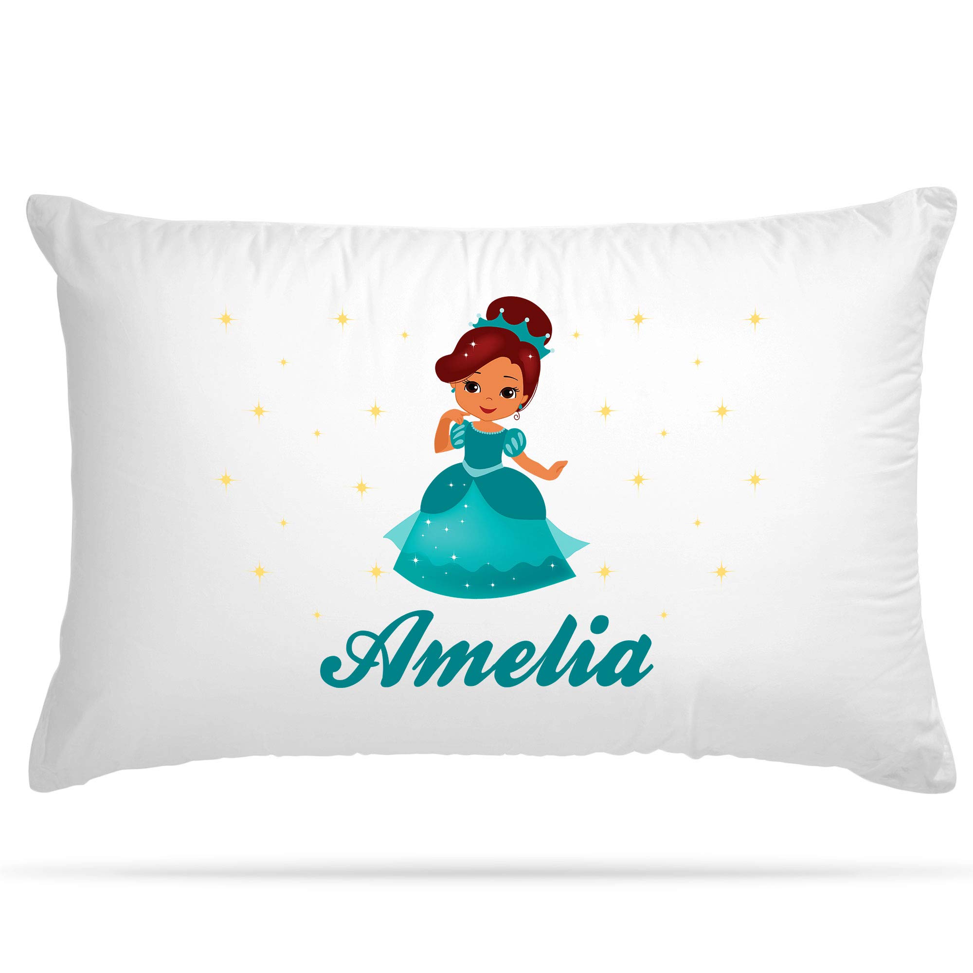 PERSONALISEDPrincess Pillow Case With 12 Design & Add Custom Name Option - Cute Bedroom Decor Gifts for Girls - Party Decorations - Slumber Party Decor - Customised Cushion Cover For Birthday (102)