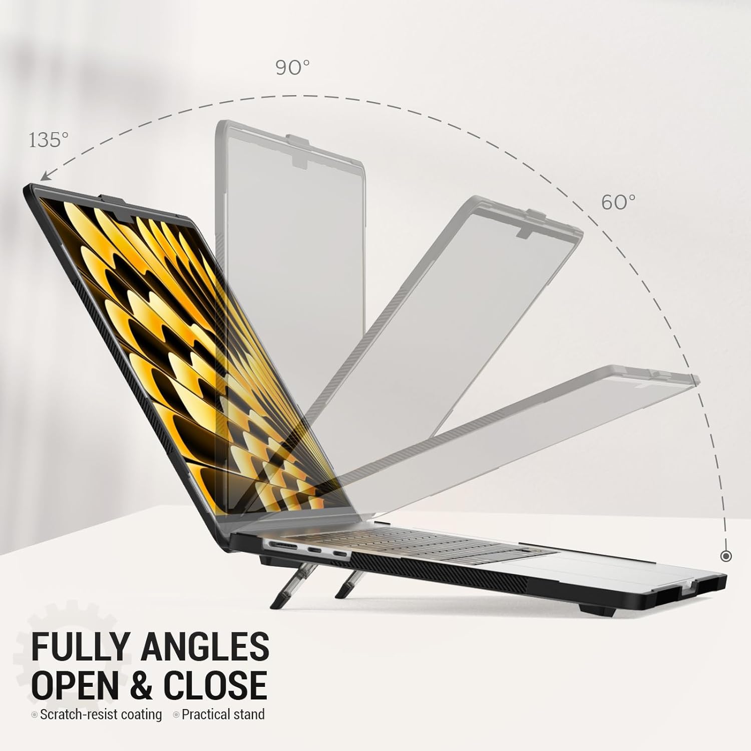 SEYMAC stock Case for MacBook Air 15 inch, Shock-Absorbing Protection with Folding Stand &Mouse Pad Case for MacBook Air 15 inch, Black - Image 3