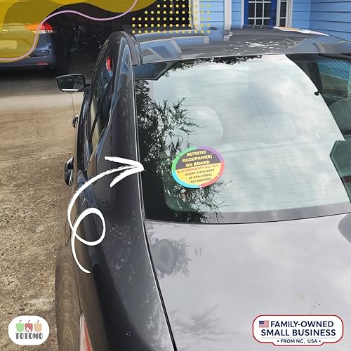 Miniatura 7 de TOTOMO Calcomanía para Auto "Ocupante Autista a Bordo" - 6" x 6" (Paquete de 4) (2 Adhesivos Frontales y 2 Adhesivos Traseros) Calcomanía de