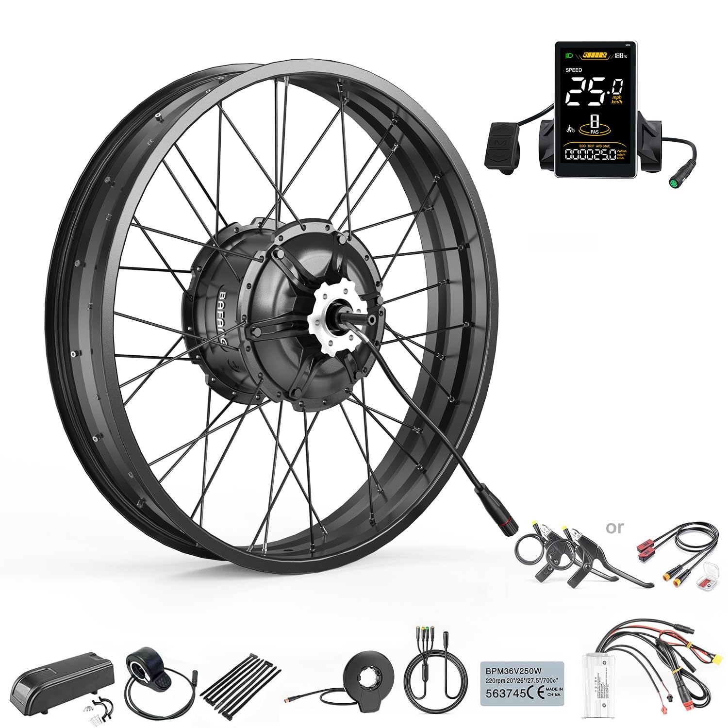 1000W Fat Tire Ebike Conversion Kit, 20" 26" Fat Tire Rear Hub Motor