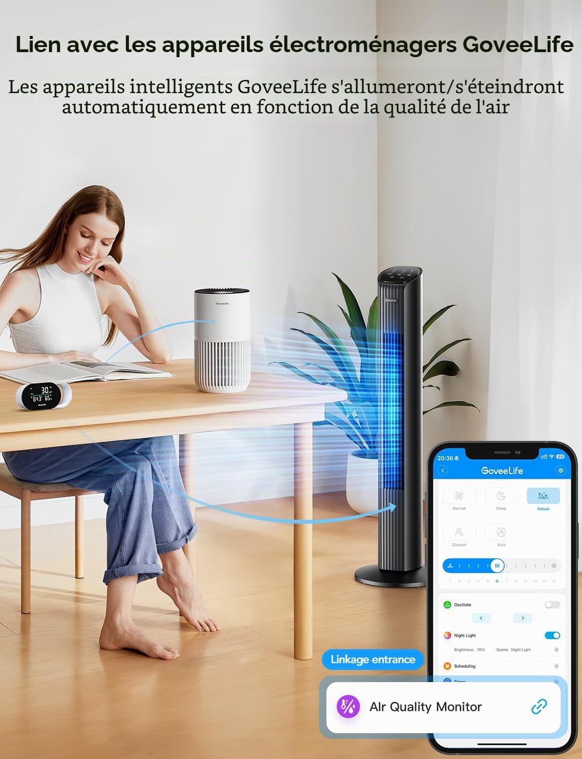 GoveeLife Moniteur intelligent de qualité de l'air avec PM2.5, WiFi, capteurs de température et d'humidité, affichage LED, rafraîchissement 2 s, stockage de données de 2 ans, pour la maison et le
