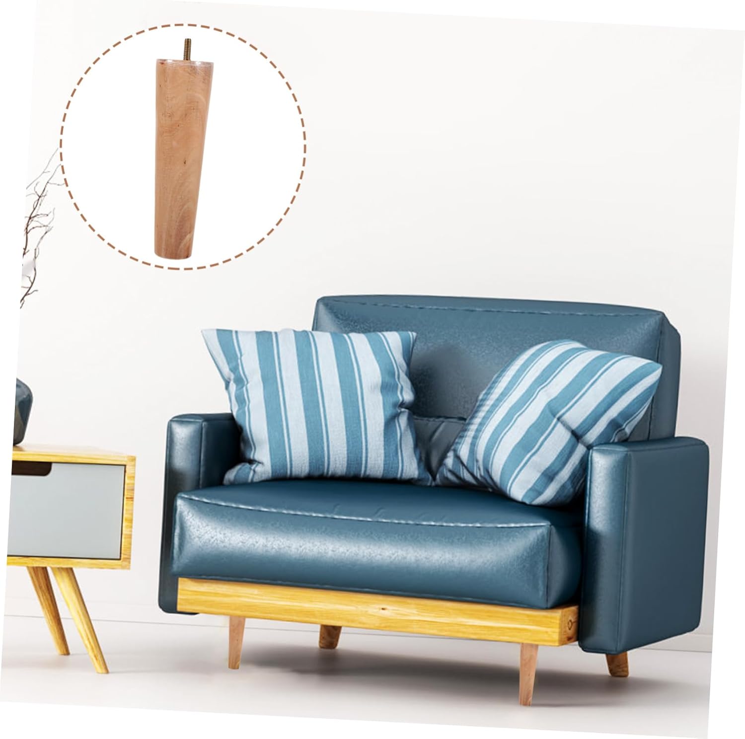 4Pcs Wooden Sofa Legs Solid Furniture Feet for Couch Tv Cabinet Dresser Height with Screw Noise Reducing Elegant Design
