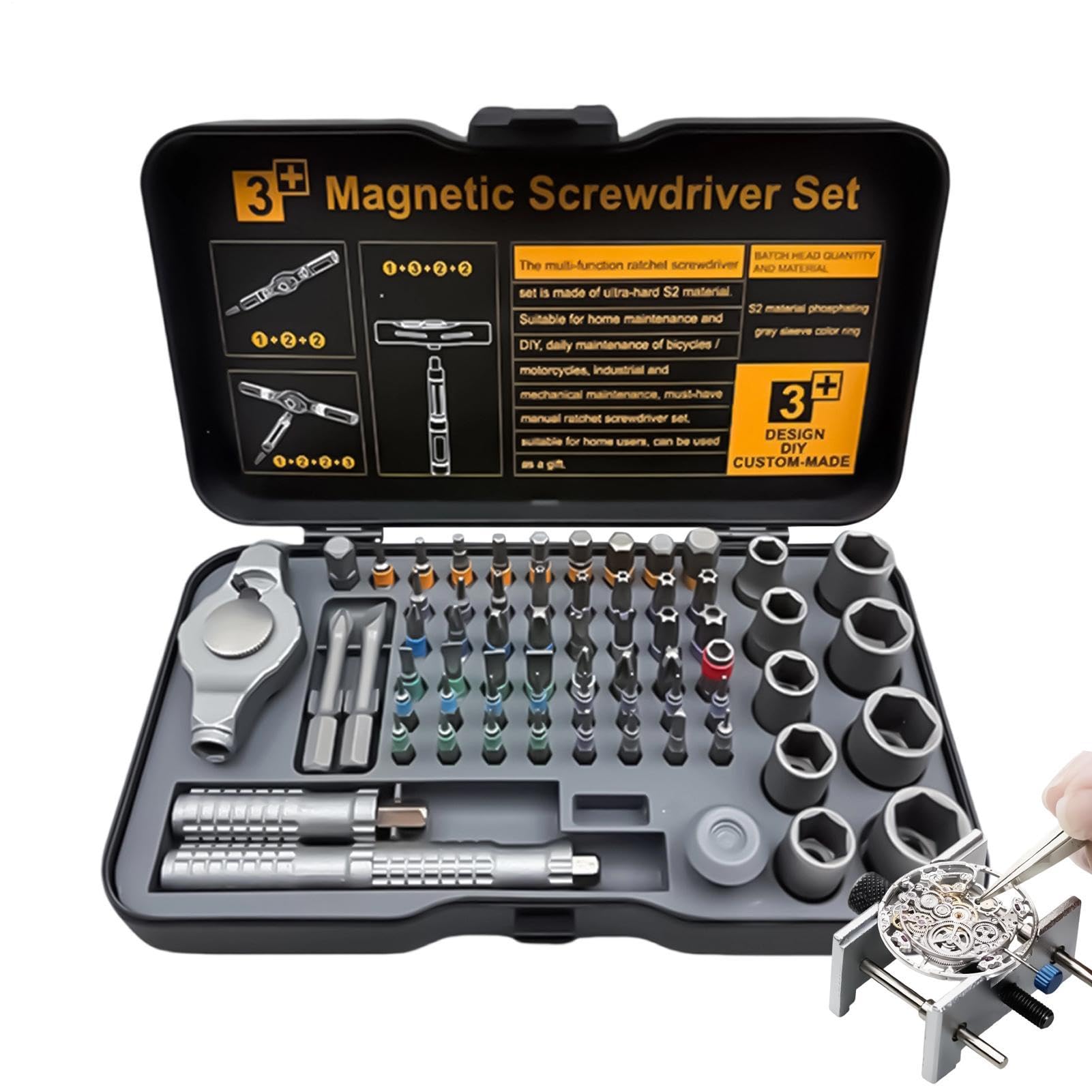 Juego de Destornilladores con Carraca Kit de Herramientas de Precisión en T | Mango Ergonómico para Destornillador Para Hogar Taller Electrónica Ordenador Reloj Electricista