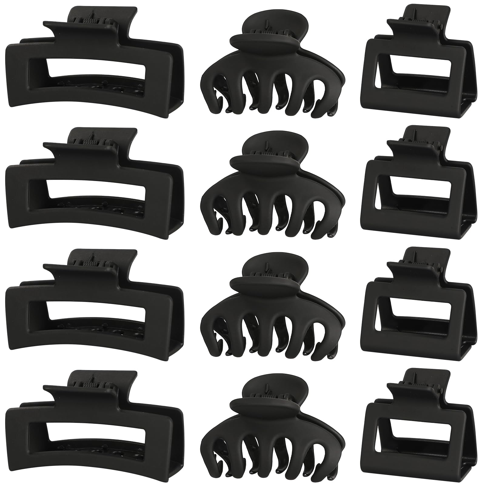 Photo 1 of 12 Pcs Hair Claw Clips for Women, 3 Styles Large Medium Small Hair Clips for Thick Thin Hair, Neutral Colors(Pink,White,Blue,Black)