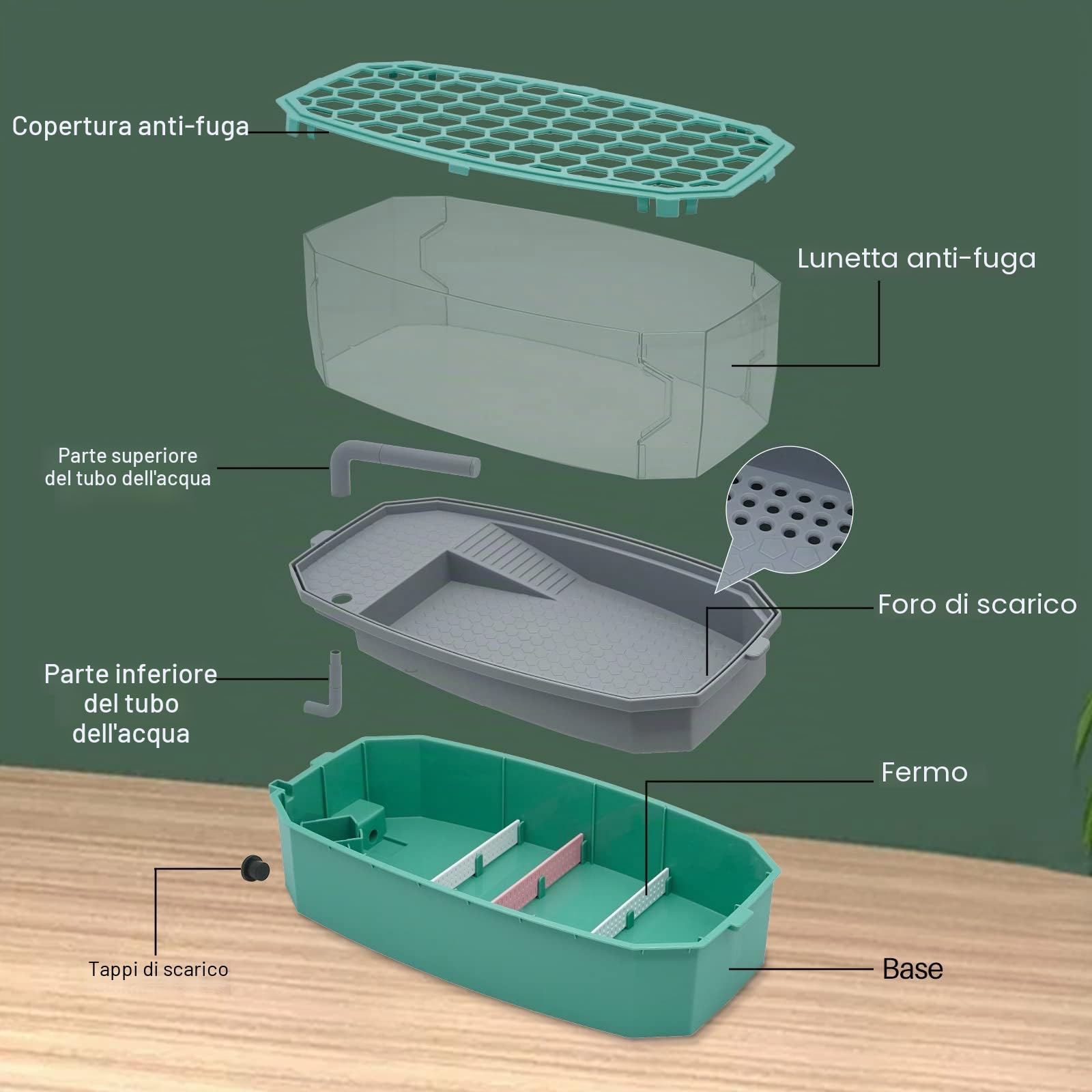 Turtle Tank Aquarium con Pompa Dell'acqua Reptile Habitat Turtle Tank Terrario Piattaforma di Crogiolarsi con Sistema Doccia Strato Filtrante